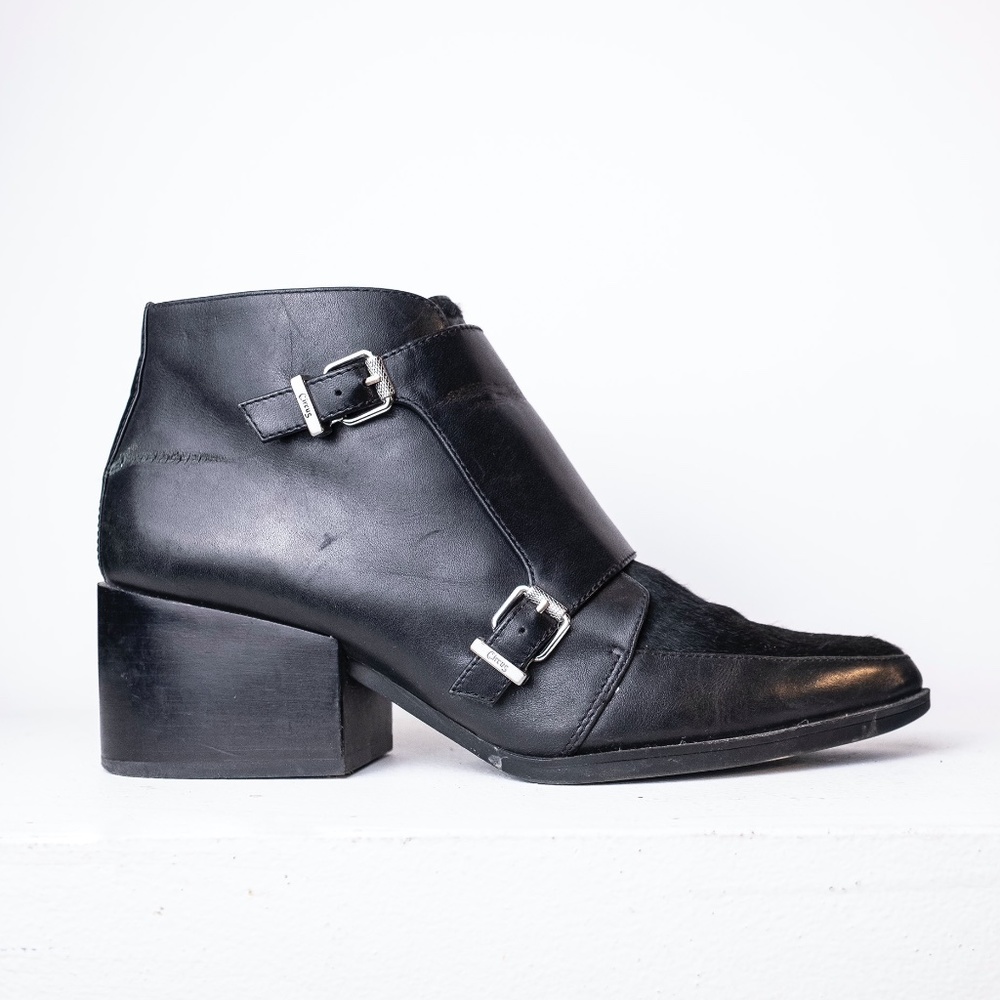 Circus by Sam Edelman Pointed Toe Leather Cow Hair Buckle Ankle Booties Size 8